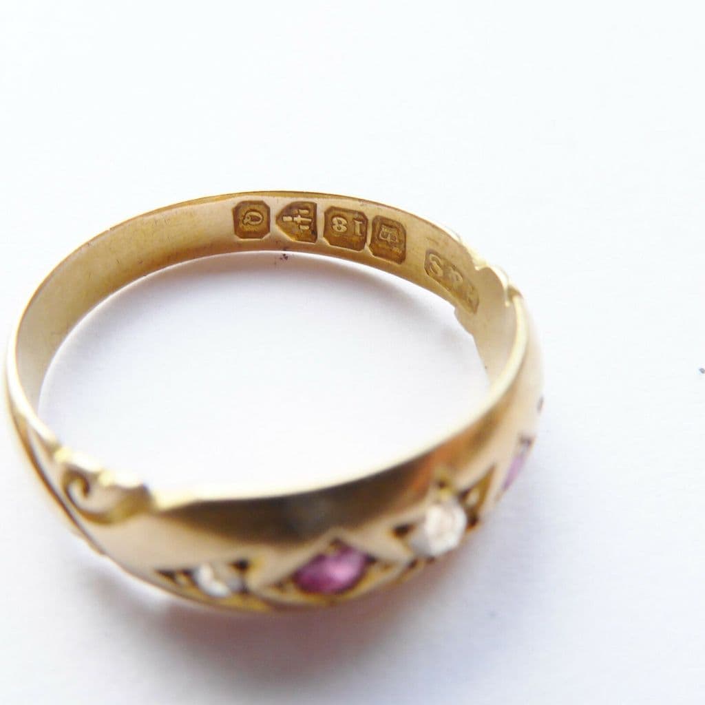 SOLD Antique  18ct Ruby Diamond Ring  Hallmarked Chester  SOLD Antique  18ct Ruby Diamond Ring  Hallmarked Chester